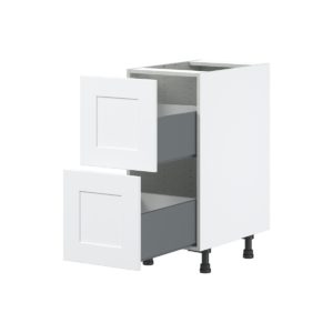 Jasmine Painted Warm White  Shaker Assembled Base Cabinet with 2 Drawers (15 in. W x 34.5 in. H x 24 in. D)