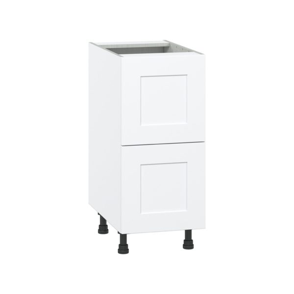 Jasmine Painted Warm White  Shaker Assembled Base Cabinet with 2 Drawers (15 in. W x 34.5 in. H x 24 in. D)