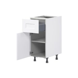 Jasmine Painted Warm White  Shaker Assembled Base Cabinet with 1 Door and 10 in. Drawer (15 in. W x 34.5 in. H x 24 in. D)