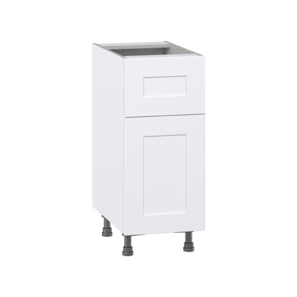 Jasmine Painted Warm White  Shaker Assembled Base Cabinet with 1 Door and 10 in. Drawer (15 in. W x 34.5 in. H x 24 in. D)