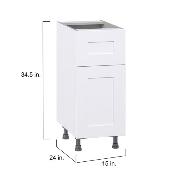 Jasmine Painted Warm White  Shaker Assembled Base Cabinet with 1 Door and 10 in. Drawer (15 in. W x 34.5 in. H x 24 in. D)