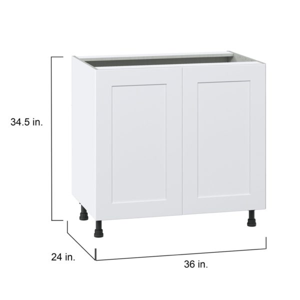 Jasmine Painted Warm White  Shaker Assembled Sink Base Cabinet with 2 Full High Doors (36 in. W x 34.5 in. H x 24 in. D)