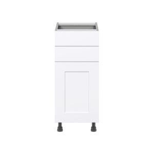 Jasmine Painted Warm White  Shaker Assembled Base Cabinet with 1 Door and Two 5 in. Drawers (15 in. W x 34.5 in. H x 24 in. D)