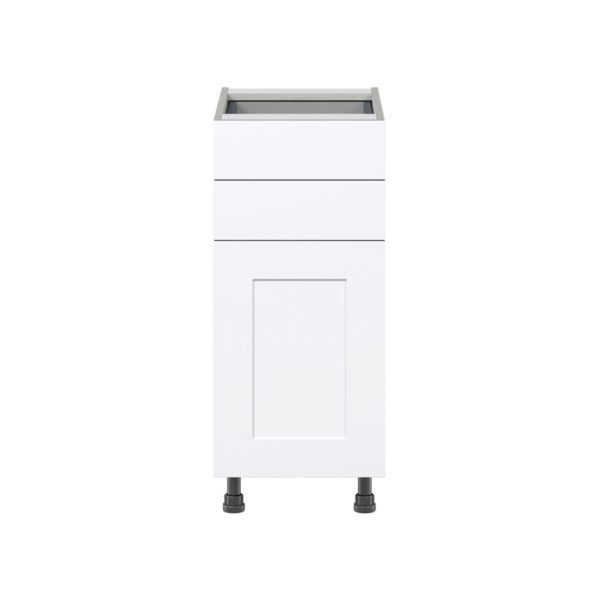 Jasmine Painted Warm White  Shaker Assembled Base Cabinet with 1 Door and Two 5 in. Drawers (15 in. W x 34.5 in. H x 24 in. D)