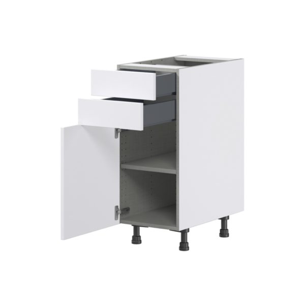 Jasmine Painted Warm White  Shaker Assembled Base Cabinet with 1 Door and Two 5 in. Drawers (15 in. W x 34.5 in. H x 24 in. D)