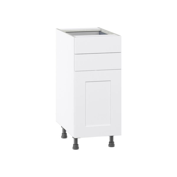 Jasmine Painted Warm White  Shaker Assembled Base Cabinet with 1 Door and Two 5 in. Drawers (15 in. W x 34.5 in. H x 24 in. D)