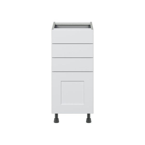 Jasmine Painted Warm White  Shaker Assembled Base Cabinet with 4 Drawers (15 in. W x 34.5 in. H x 24 in. D)