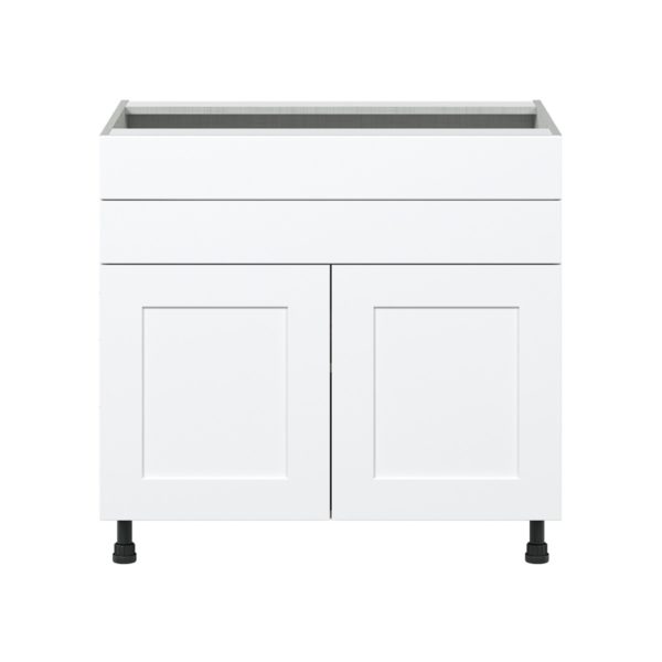 Jasmine Painted Warm White  Shaker Assembled Cooktop Base Cabinet with 2 Doors and Two 5 in. Drawers (36 in. W x 34.5 in. H x 24 in. D)