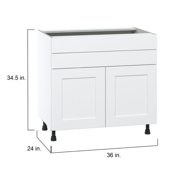 Jasmine Painted Warm White  Shaker Assembled Cooktop Base Cabinet with 2 Doors and Two 5 in. Drawers (36 in. W x 34.5 in. H x 24 in. D)