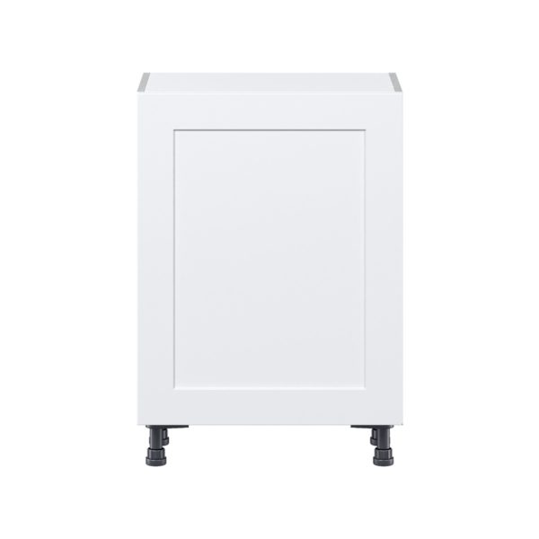 Jasmine Painted Warm White  Shaker Assembled Shallow Base Cabinet with a Full High Door and 3 Inner Drawers (24 in. W x 34.5 in. H x 14 in. D)