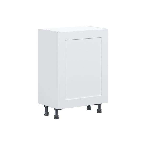 Jasmine Painted Warm White  Shaker Assembled Shallow Base Cabinet with a Full High Door and 3 Inner Drawers (24 in. W x 34.5 in. H x 14 in. D)