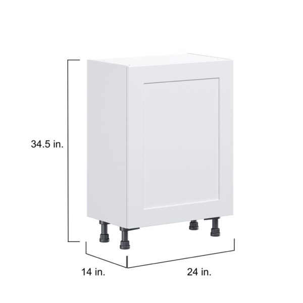 Jasmine Painted Warm White  Shaker Assembled Shallow Base Cabinet with a Full High Door and 3 Inner Drawers (24 in. W x 34.5 in. H x 14 in. D)