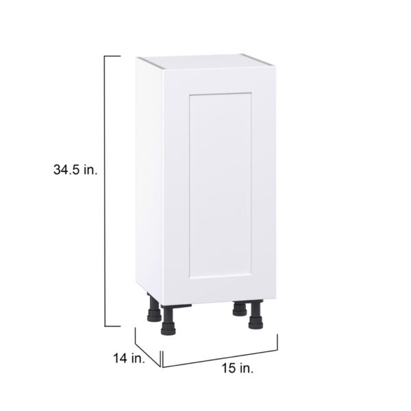 Jasmine Painted Warm White  Shaker Assembled Shallow Base Cabinet with a Full High Door (15 in. W x 34.5 in. H x 14 in. D)