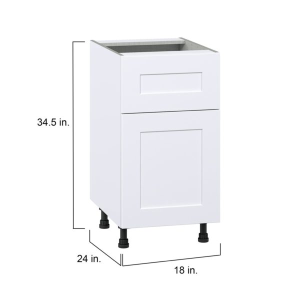 Jasmine Painted Warm White  Shaker Assembled Base Cabinet with 1 Door and 10 in. Drawer (18 in. W x 34.5 in. H x 24 in. D)