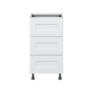 Jasmine Painted Warm White  Shaker Assembled Base Cabinet with Three 10 in. Drawers and 1 Inner Drawer (18 in. W x 34.5 in. H x 24 in. D)