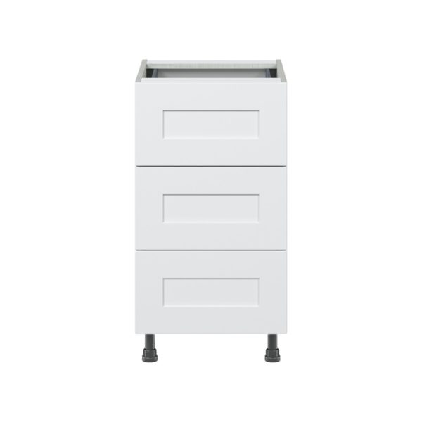 Jasmine Painted Warm White  Shaker Assembled Base Cabinet with Three 10 in. Drawers and 1 Inner Drawer (18 in. W x 34.5 in. H x 24 in. D)