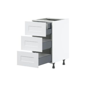 Jasmine Painted Warm White  Shaker Assembled Base Cabinet with Three 10 in. Drawers and 1 Inner Drawer (18 in. W x 34.5 in. H x 24 in. D)