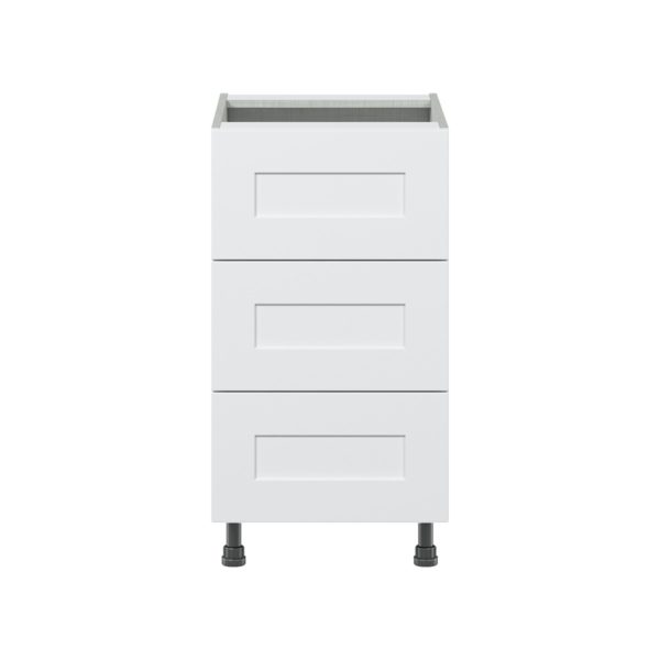 Jasmine Painted Warm White  Shaker Assembled Base Cabinet with Three 10 in. Drawers (18 in. W x 34.5 in. H x 24 in. D)