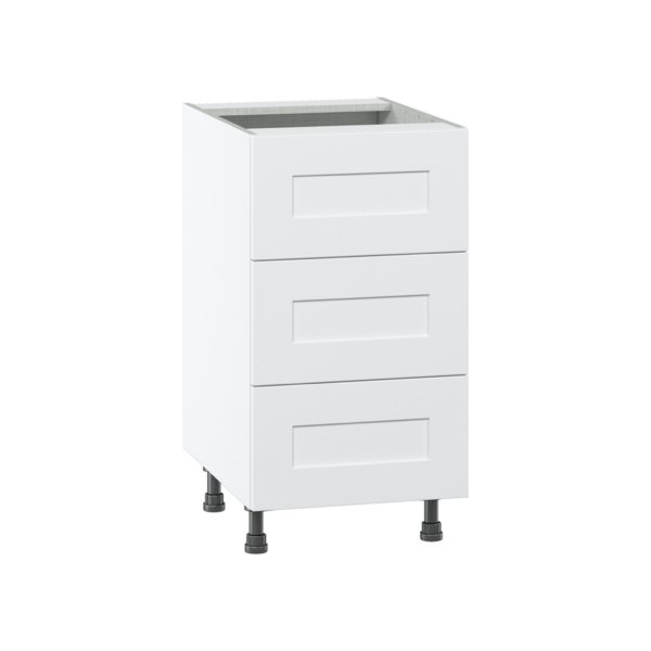 Jasmine Painted Warm White  Shaker Assembled Base Cabinet with Three 10 in. Drawers (18 in. W x 34.5 in. H x 24 in. D)