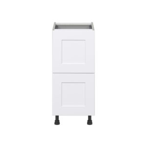 Jasmine Painted Warm White  Shaker Assembled Base Cabinet with 2 Drawers and 1 Inner Drawer (15 in. W x 34.5 in. H x 24 in. D)