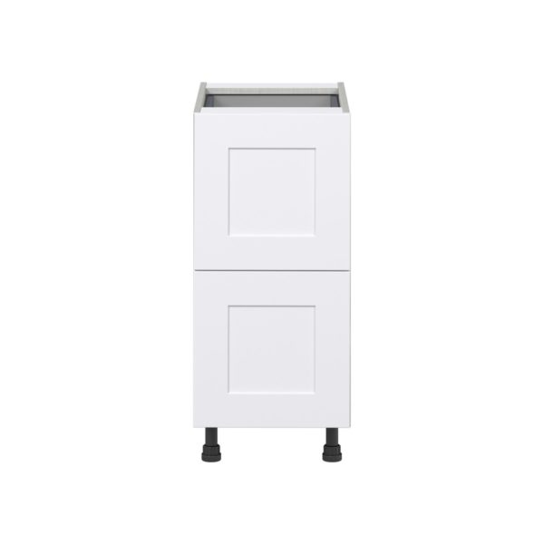 Jasmine Painted Warm White  Shaker Assembled Base Cabinet with 2 Drawers and 1 Inner Drawer (15 in. W x 34.5 in. H x 24 in. D)