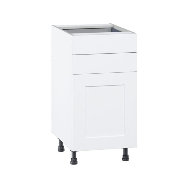 Jasmine Painted Warm White  Shaker Assembled Base Cabinet with 1 Door and Two 5 in. Drawers (18 in. W x 34.5 in. H x 24 in. D)