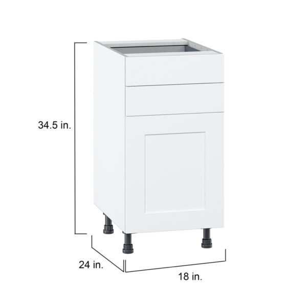 Jasmine Painted Warm White  Shaker Assembled Base Cabinet with 1 Door and Two 5 in. Drawers (18 in. W x 34.5 in. H x 24 in. D)