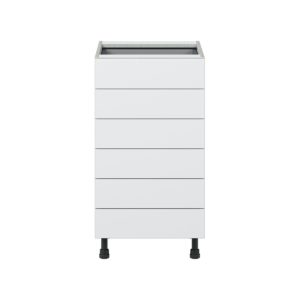 Jasmine Painted Warm White  Shaker Assembled Base Cabinet with 6 Drawers (18 in. W x 34.5 in. H x 24 in. D)