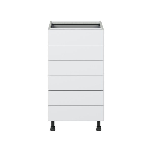 Jasmine Painted Warm White  Shaker Assembled Base Cabinet with 6 Drawers (18 in. W x 34.5 in. H x 24 in. D)