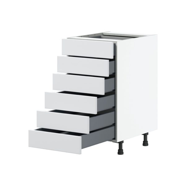 Jasmine Painted Warm White  Shaker Assembled Base Cabinet with 6 Drawers (18 in. W x 34.5 in. H x 24 in. D)