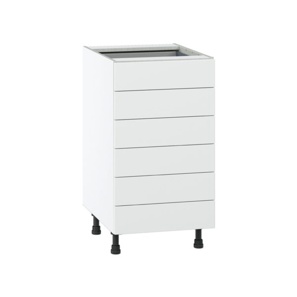 Jasmine Painted Warm White  Shaker Assembled Base Cabinet with 6 Drawers (18 in. W x 34.5 in. H x 24 in. D)