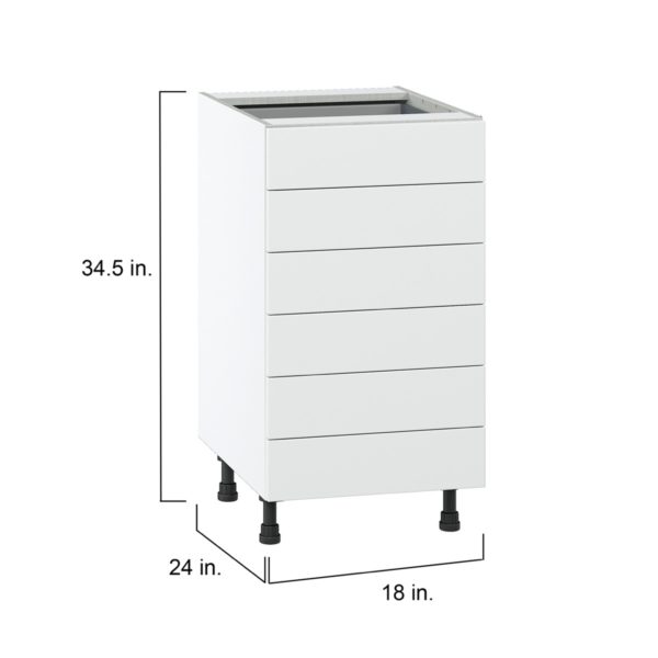 Jasmine Painted Warm White  Shaker Assembled Base Cabinet with 6 Drawers (18 in. W x 34.5 in. H x 24 in. D)