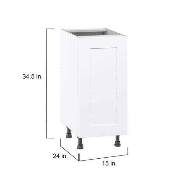 Jasmine Painted Warm White  Shaker Assembled Base Cabinet with a Full High Door (15 in. W x 34.5 in. H x 24 in. D)