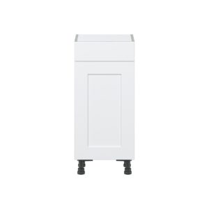 Jasmine Painted Warm White  Shaker Assembled Shallow Base Cabinet with 1 Door and 1 Drawer (15 in. W x 34.5 in. H x 14 in. D)