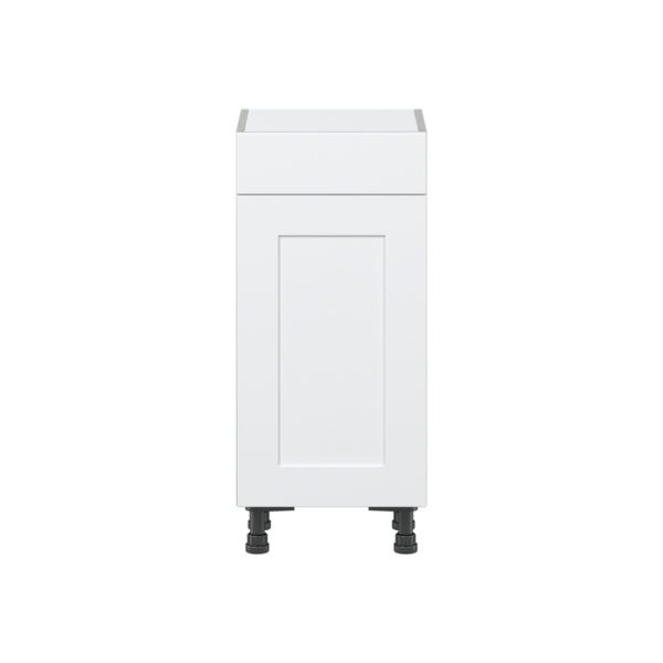 Jasmine Painted Warm White  Shaker Assembled Shallow Base Cabinet with 1 Door and 1 Drawer (15 in. W x 34.5 in. H x 14 in. D)