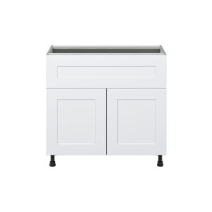 Jasmine Painted Warm White  Shaker Assembled Base Cabinet with 1 Door and 10 in. Drawer (36 in. W x 34.5 in. H x 24 in. D)