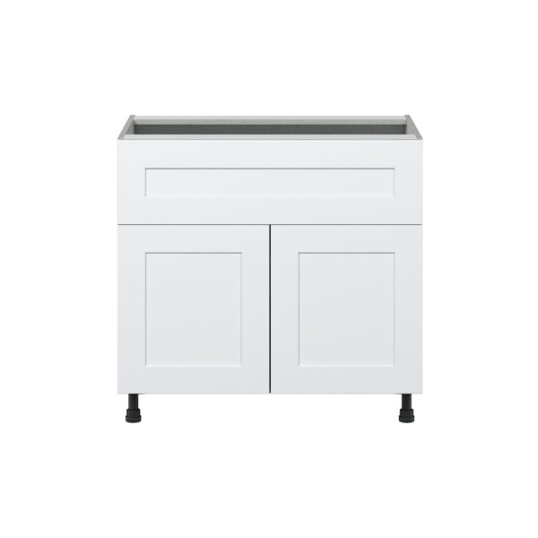 Jasmine Painted Warm White  Shaker Assembled Base Cabinet with 1 Door and 10 in. Drawer (36 in. W x 34.5 in. H x 24 in. D)