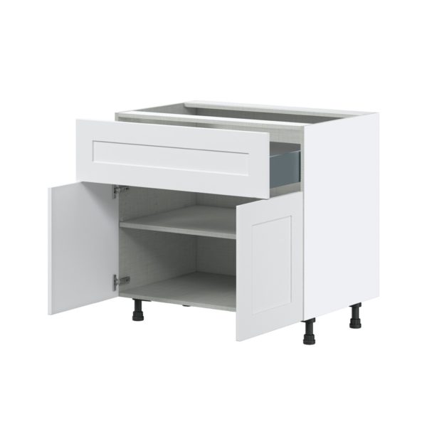 Jasmine Painted Warm White  Shaker Assembled Base Cabinet with 1 Door and 10 in. Drawer (36 in. W x 34.5 in. H x 24 in. D)