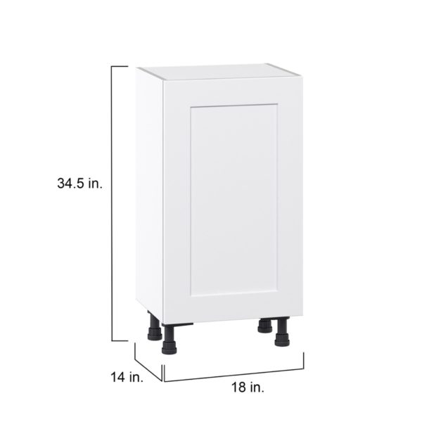 Jasmine Painted Warm White  Shaker Assembled Shallow Base Cabinet with a Full High Door(18 in. W x 34.5 in. H x 14 in. D)