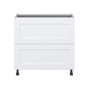 Jasmine Painted Warm White  Shaker Assembled Base Cabinet with 2 Drawers (36 in. W x 34.5 in. H x 24 in. D)