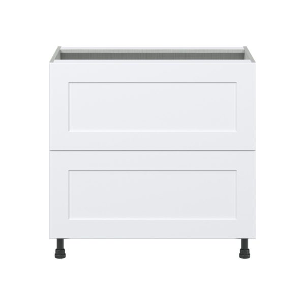 Jasmine Painted Warm White  Shaker Assembled Base Cabinet with 2 Drawers (36 in. W x 34.5 in. H x 24 in. D)