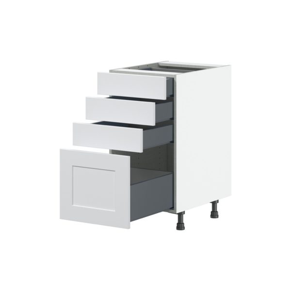 Jasmine Painted Warm White  Shaker Assembled Base Cabinet with 4 Drawers (18 in. W x 34.5 in. H x 24 in. D)