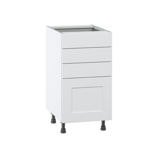 Jasmine Painted Warm White  Shaker Assembled Base Cabinet with 4 Drawers (18 in. W x 34.5 in. H x 24 in. D)