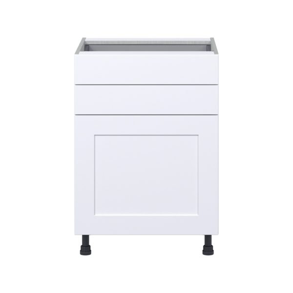 Jasmine Painted Warm White  Shaker Assembled Base Cabinet with 1 Door and Two 5 in. Drawers (24 in. W x 34.5 in. H x 24 in. D)