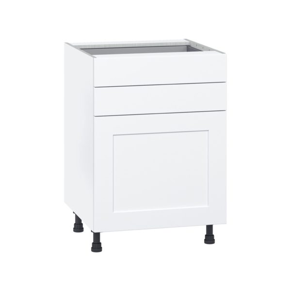 Jasmine Painted Warm White  Shaker Assembled Base Cabinet with 1 Door and Two 5 in. Drawers (24 in. W x 34.5 in. H x 24 in. D)