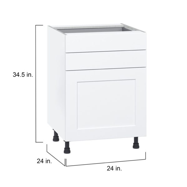 Jasmine Painted Warm White  Shaker Assembled Base Cabinet with 1 Door and Two 5 in. Drawers (24 in. W x 34.5 in. H x 24 in. D)