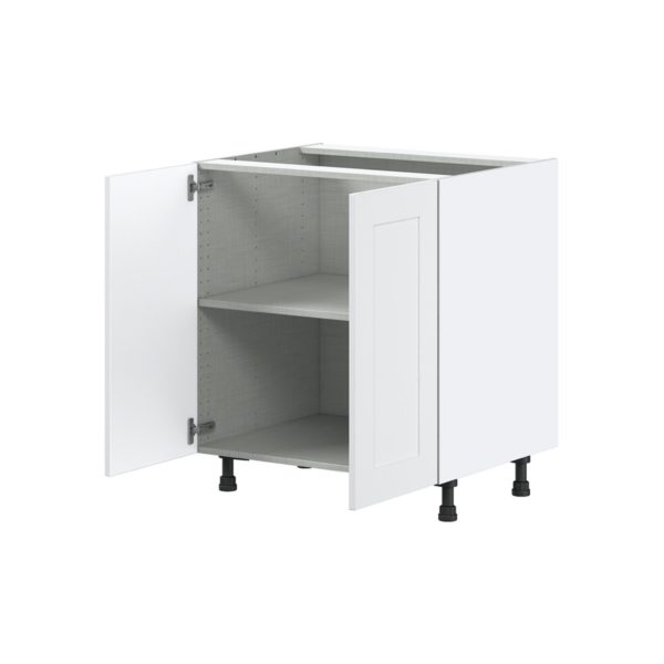 Jasmine Painted Warm White  Shaker Assembled Base Cabinet with 2 Full High Doors (30 in. W x 34.5 in. H x 24 in. D)