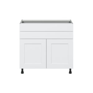 Jasmine Painted Warm White  Shaker Assembled Base Cabinet with Two Doors and Two 5 in. Drawers (36 in. W x 34.5 in. H x 24 in. D)