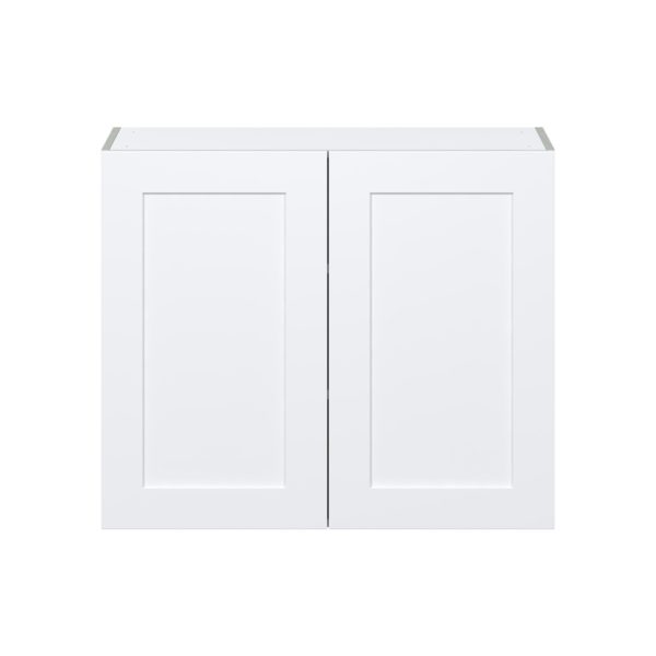 Jasmine Painted Warm White  Shaker Assembled Wall  Cabinet with 2 Full High Doors (36 in. W x 30 in. H x 14 in. D)