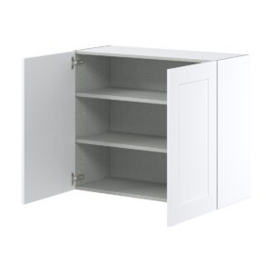 Jasmine Painted Warm White  Shaker Assembled Wall  Cabinet with 2 Full High Doors (36 in. W x 30 in. H x 14 in. D)